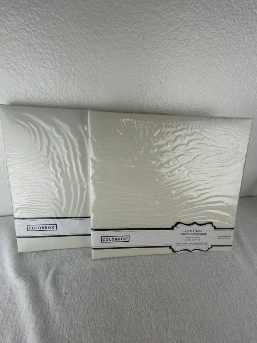 Set of Two Off White Fabric 12" x 12"  Colorbok Scrapbook Album 20 PAGES each
